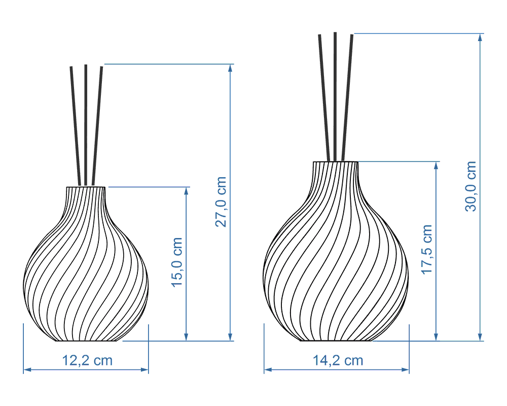 Duftvase Sphere mit Maßangaben