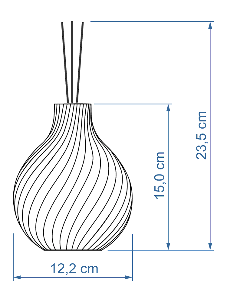 Größenangabe zur Duftvase Sphere Raumduft Diffuser