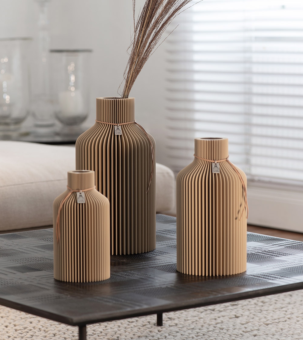 ICONIC HOME Vase Pure Set 3 Vases natural oak