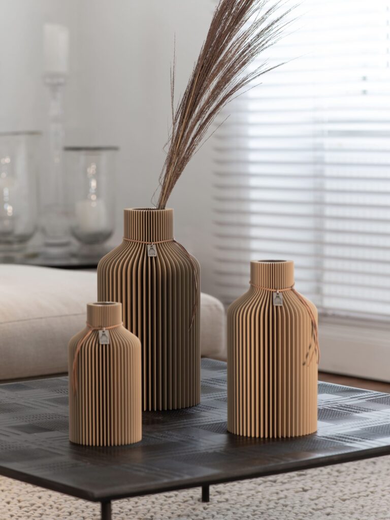 ICONIC HOME Vase Pure 3er Set Natural Oak High Resolution