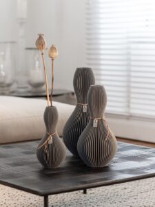 ICONIC HOME Vase Shape Set of 3 Dreamy Grey