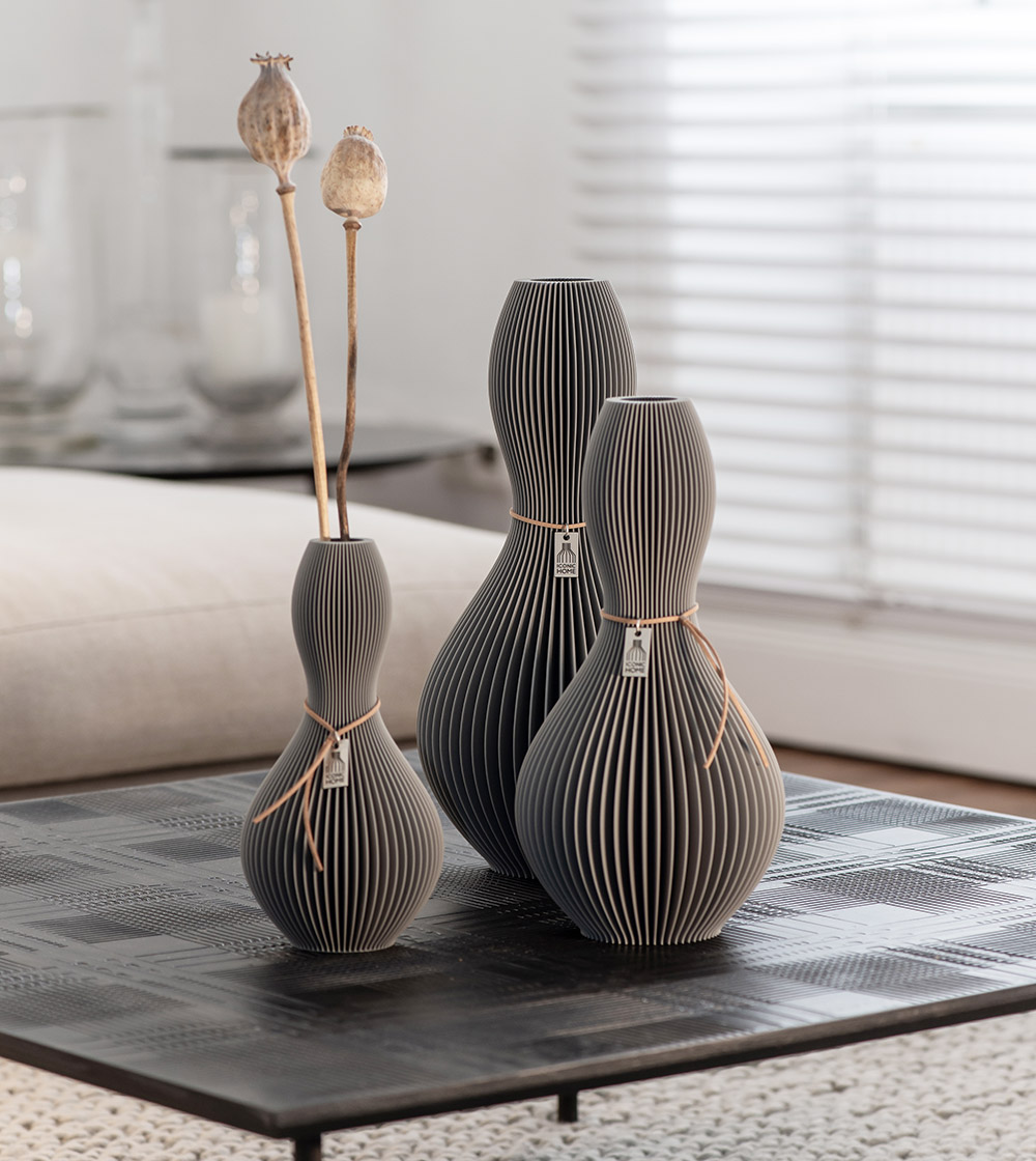 ICONIC HOME Vase Shape 3 Vases Set dreamy grey