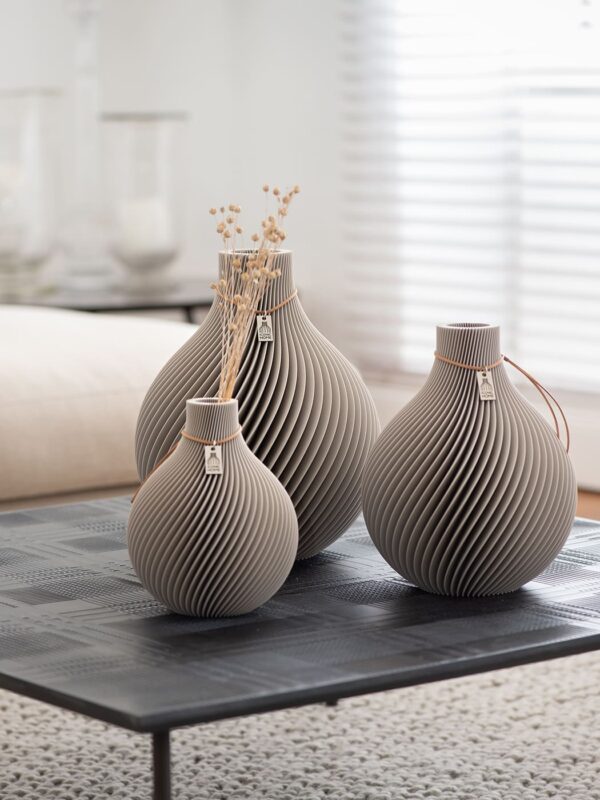 ICONIC HOME Vase Sphere Set of three Cozy Greige