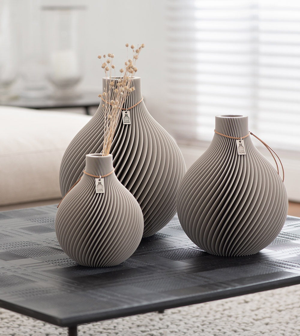 ICONIC HOME Vase Sphere Set 3 Vases cozy greige