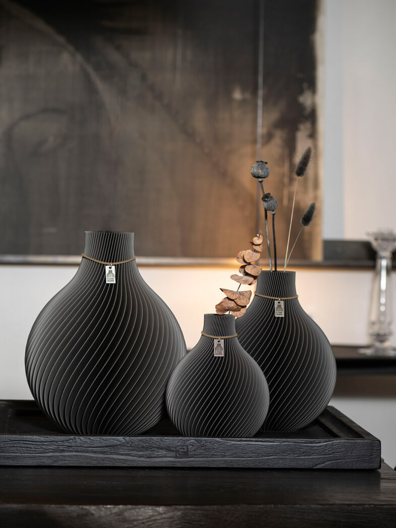 ICONIC HOME Vaso Sfera - set grande in grigio tempesta