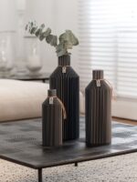 ICONIC HOME Vase Straight Set of 3 Shadow Grey