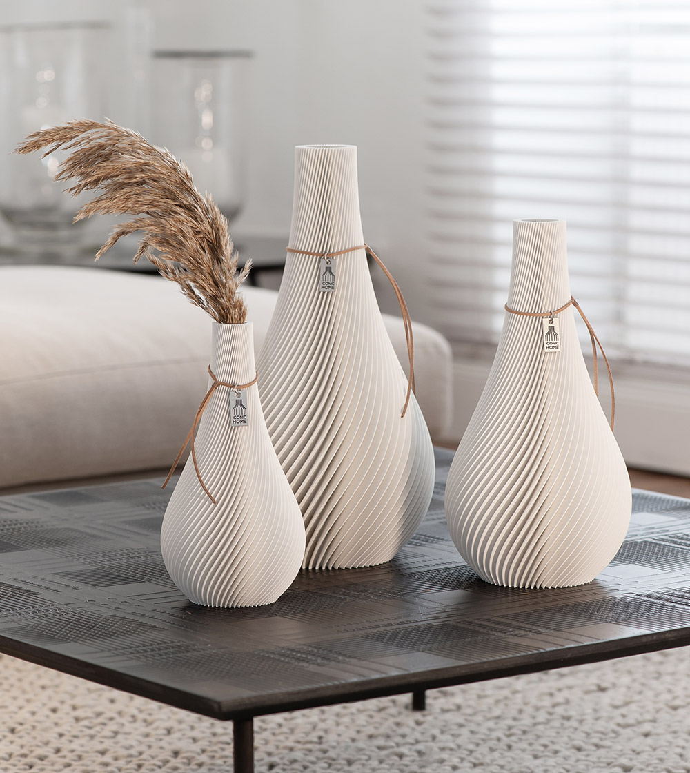 ICONIC HOME Vase Twist 3 Vases Set white