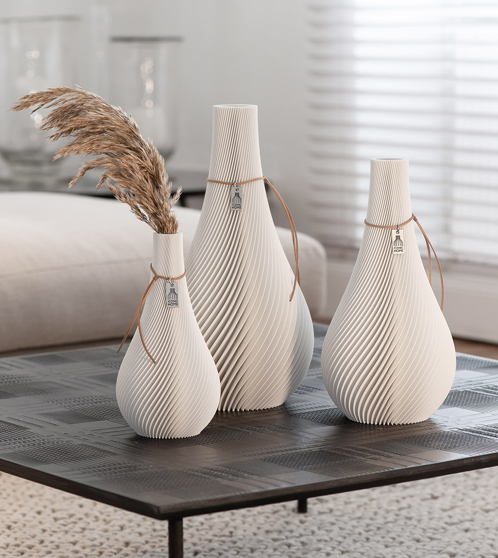 Vase Twist von ICONIC HOME 3er Set in pure white