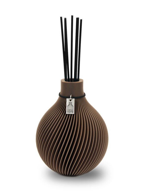 Raumduft Diffuser Duftvase Sphere mit Duftstäbchen von ICONIC HOME in choco brown