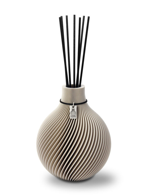 Fragrance vase Sphere large room fragrance diffuser in cozy greige by ICONIC HOME