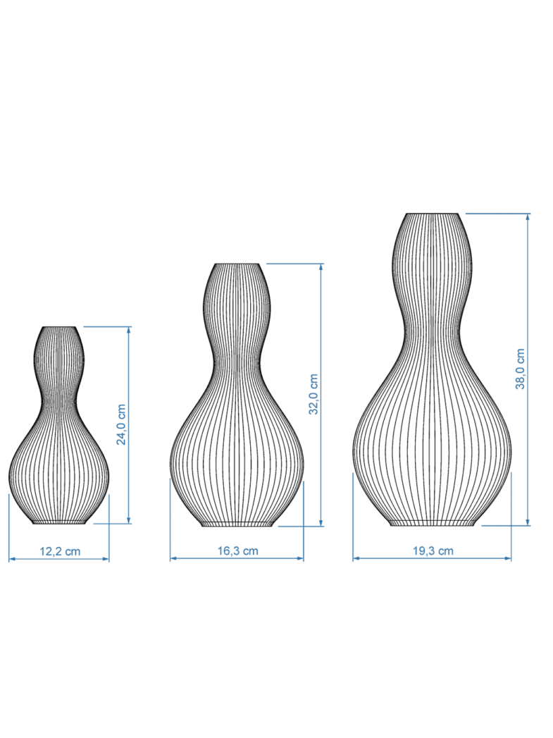 Vase Set Shape Dimensional drawing