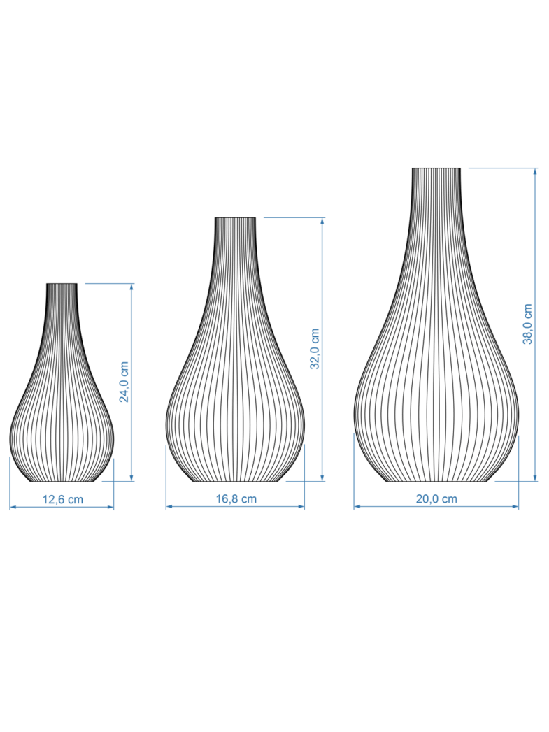 Vase Twist set di 3 disegni tridimensionali
