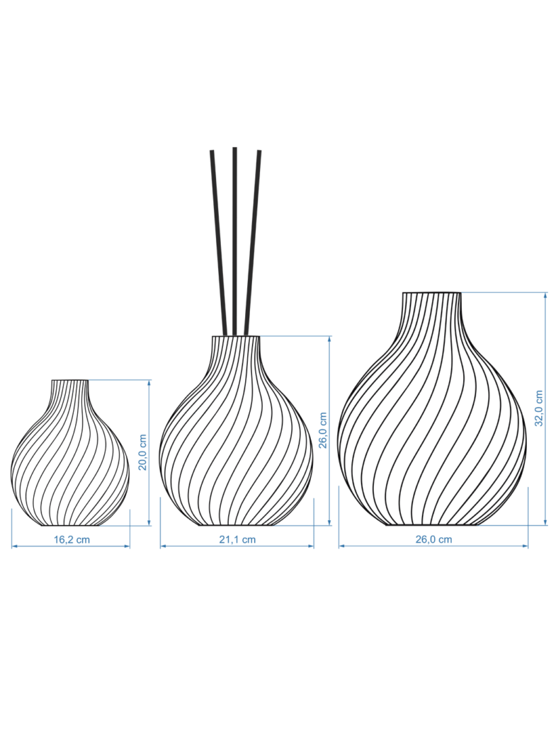 Vaso Sfera set di 3 con disegno dimensionale del vaso a media fragranza