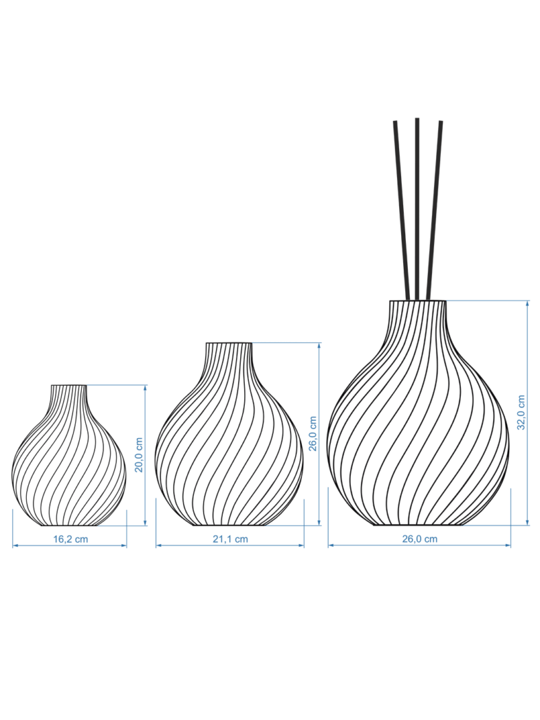 Vaso Sfera set di 3 con disegno dimensionale del vaso profumato grande