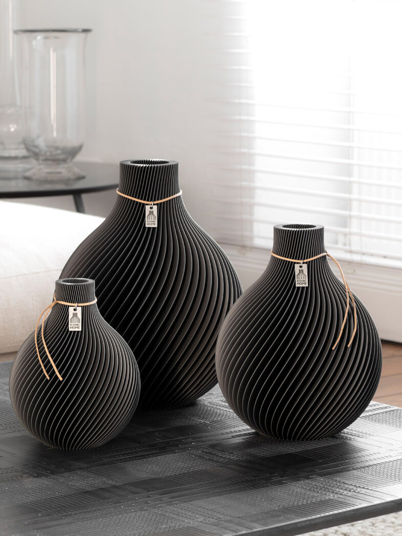Vaso Sphere in grigio tempesta, set di 3 ICONIC HOME