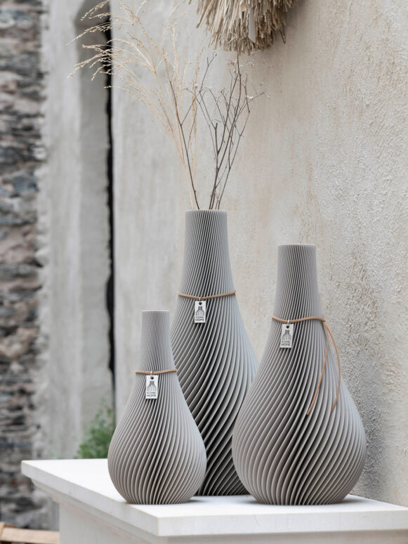 Vase Twist 3er Set cozy greige ICONIC HOME