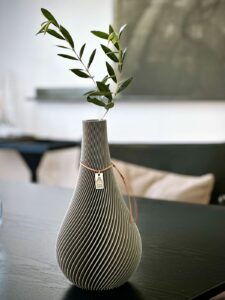 Vase Twist grey ICONIC HOME with olive branch