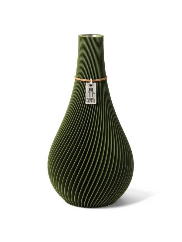 Vase Twist Moss Green Small ICONIC HOME